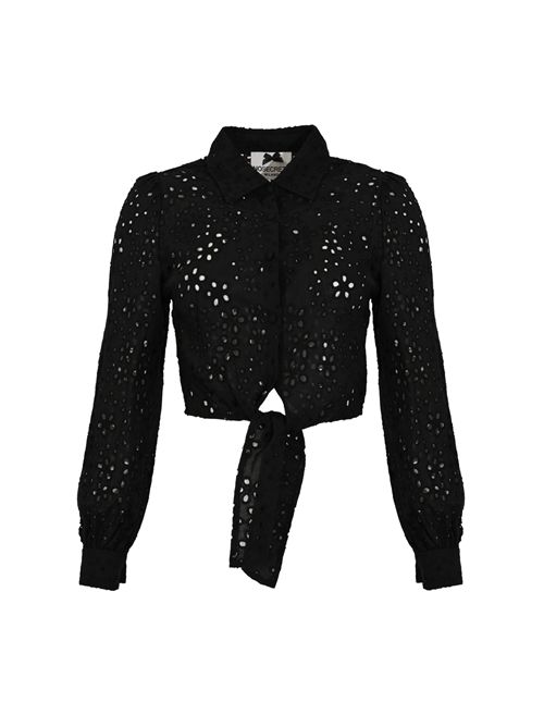 Camicia crop in Sangallo con nodo Caviale NO SECRETS | 261NS242CAVIALE